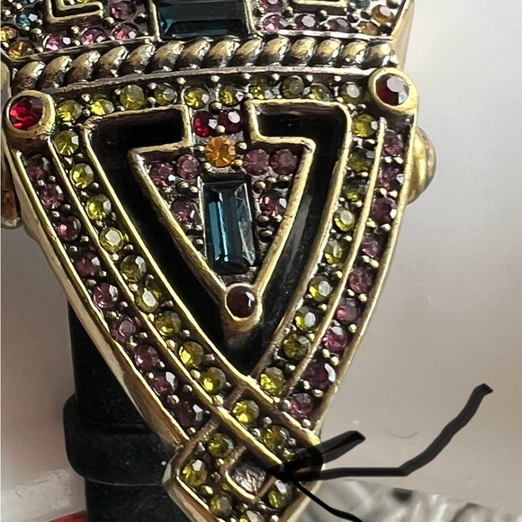 Heidi Daus Swarovski Crystals art deco style watch black velvet band NEW BATTERY - Picture 9 of 12